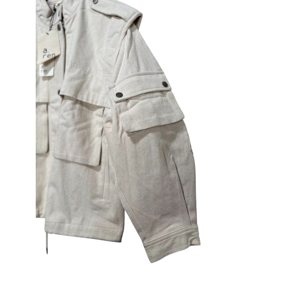 A.Ren Utility Cargo Jacket Small Beige Heavy Cotton Convertible Vest Gorpcore - Picture 11 of 16